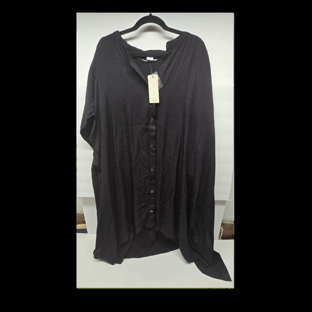 NWT Peyton & Parker Black Button Front Swimwear 2X 100% Rayon with pilling